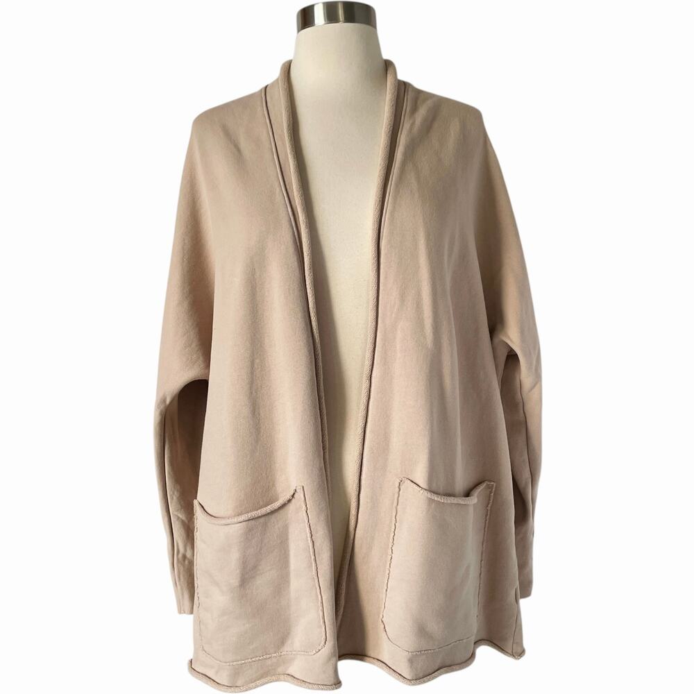 Frank & Eileen Beach Cotton Cardigan Size S Sand Open Front